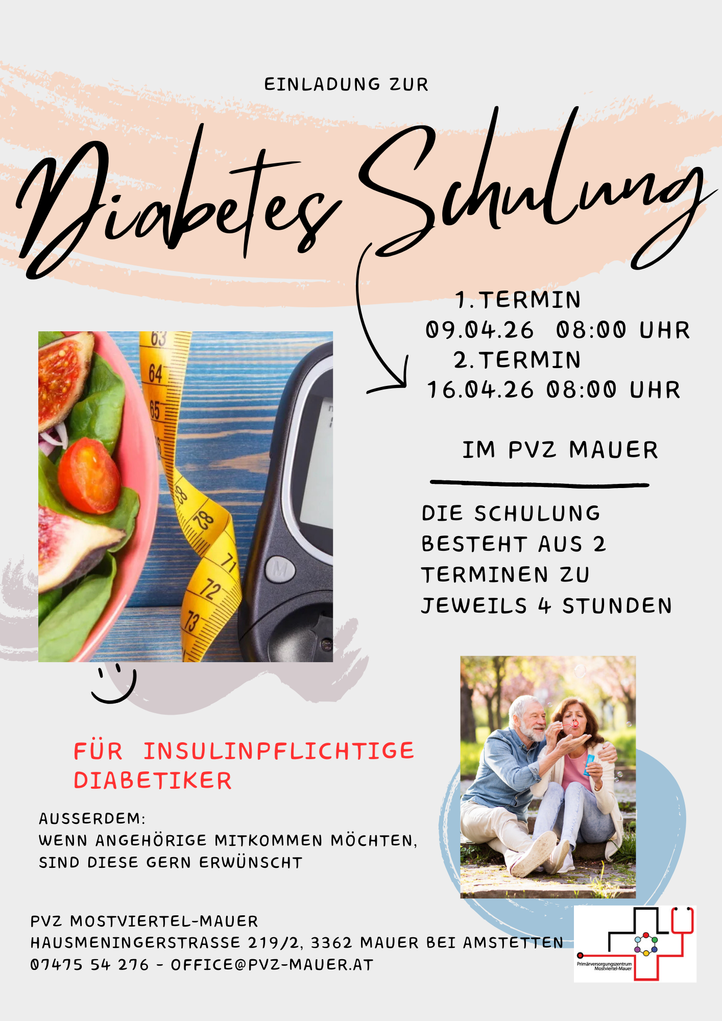 Anmeldung gerne telefonisch oder am Schalter des PVZ Mostviertel-Mauer. 