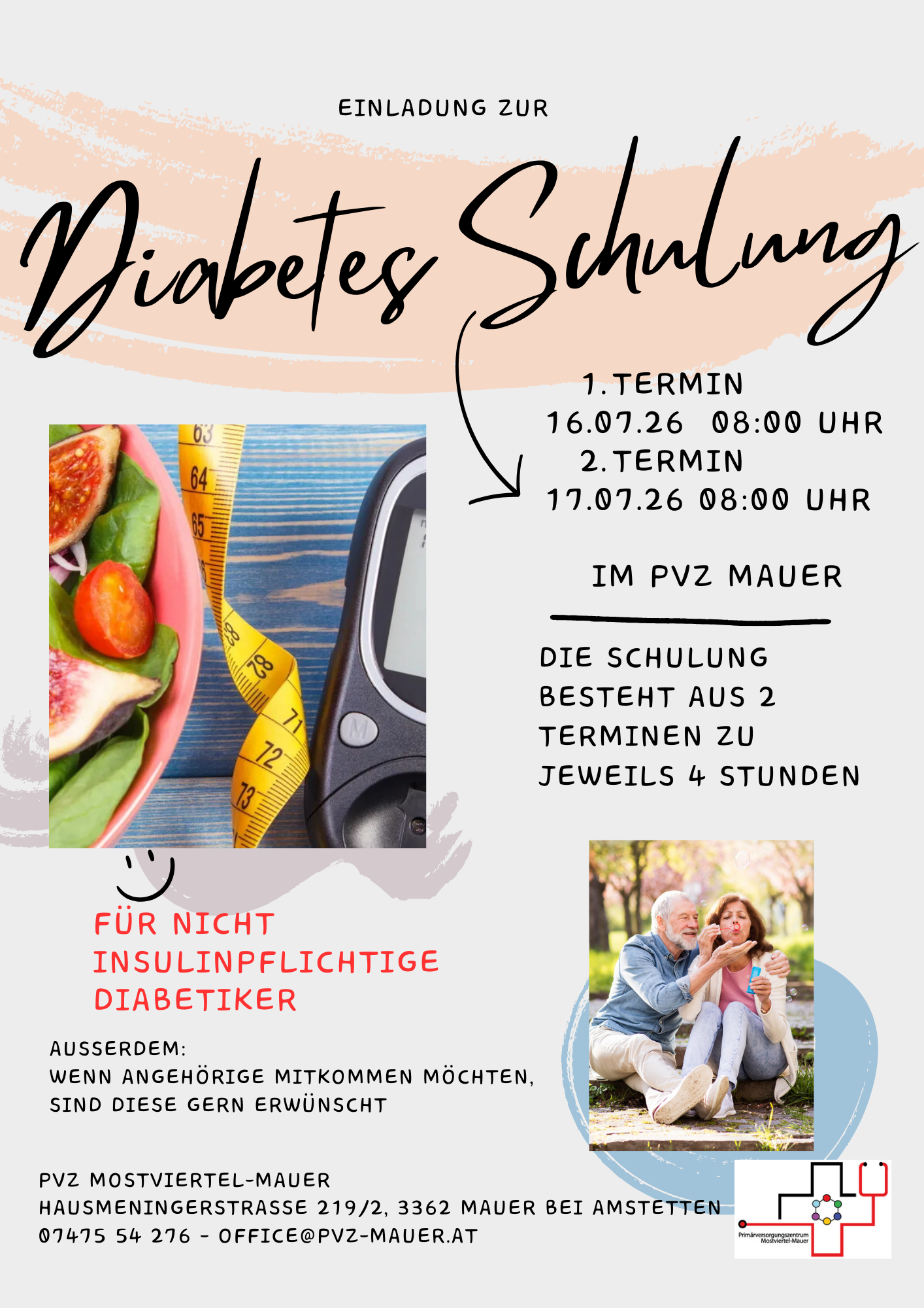 Anmeldung gerne telefonisch oder am Schalter des PVZ Mostviertel-Mauer. 