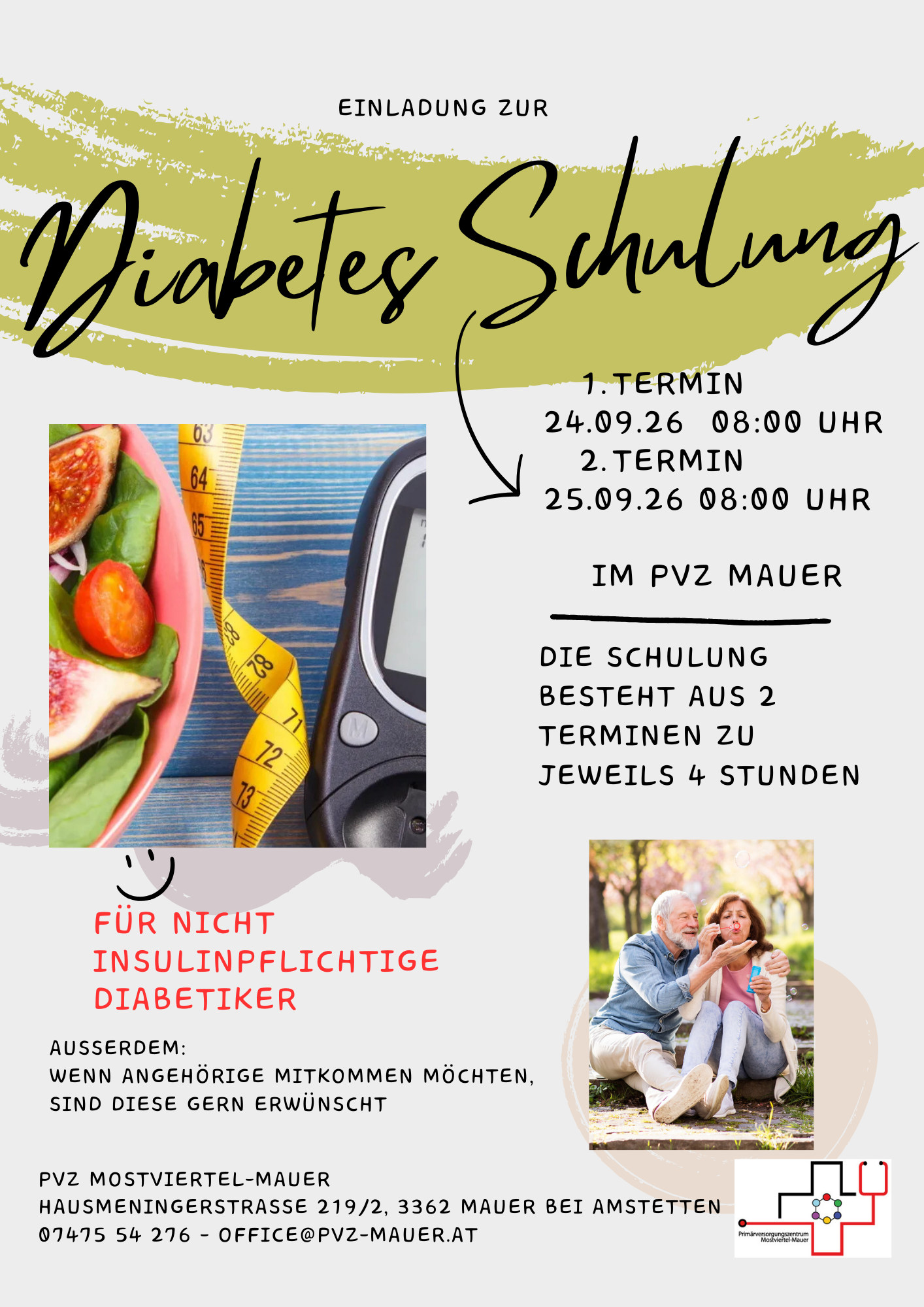 Anmeldung gerne telefonisch oder am Schalter des PVZ Mostviertel-Mauer. 