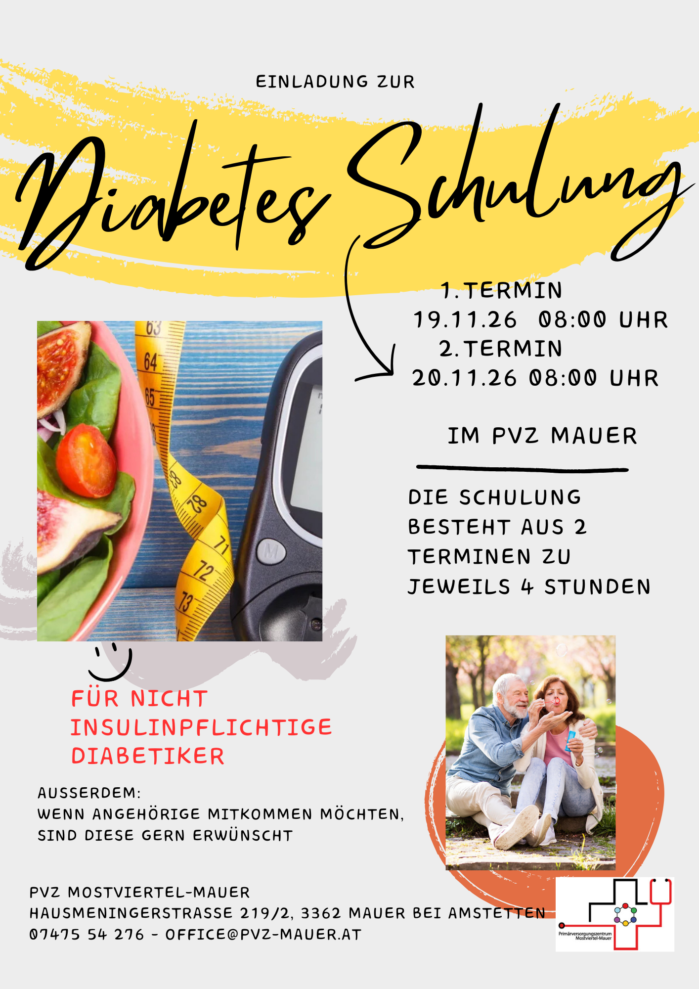 Anmeldung gerne telefonisch oder am Schalter des PVZ Mostviertel-Mauer. 