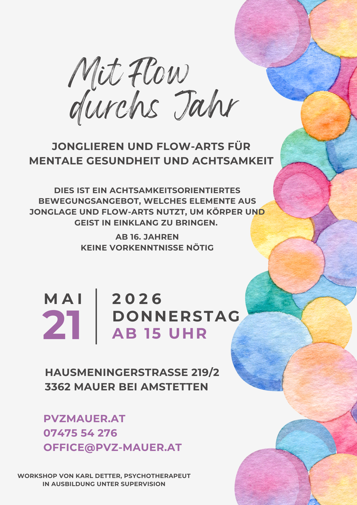 Anmeldung gerne telefonisch oder am Schalter des PVZ Mostviertel-Mauer. 